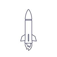 Ballistic missile on white, line vector