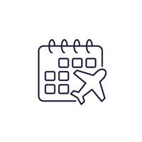 Flight calendar or schedule line icon design vector