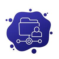 user directory line icon with folder, vector