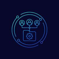 active directory icon with users, linear design vector