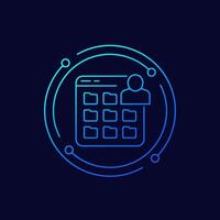 User files icon, personal data in folders, linear design vector