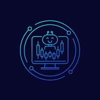 trading bot icon, linear design vector