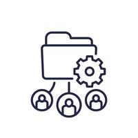 active directory line icon with users and folder vector