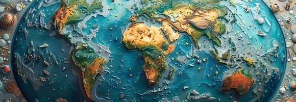 A close up of the earth with a blue background photo
