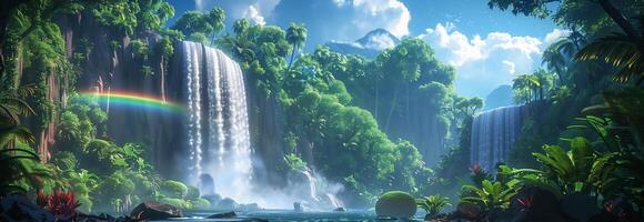 Rainbow waterfall wallpaper photo