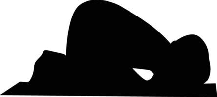 Silhouette of Praying Muslim Isolated on White Background. vector