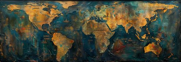 An abstract painting of the world map photo