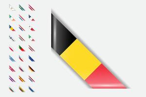 European Flags in Scattered Rows with Highlighted Belgian Flag Corner vector