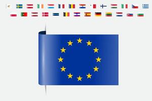 European Union Flag Display with Member State Flags vector