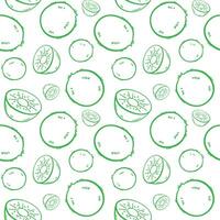 Seamless Pattern Featuring Hand-Drawn Kiwi Fruit Slices in Green vector