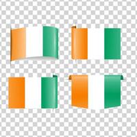 Ivory Coast tag national flag with shadow vector