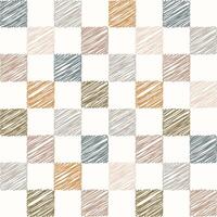 Chessboard background. Geometric square texture in doodle style. Gingham wallpaper for print templates or textiles. Simple scribble pattern. Plaid pattern. vector
