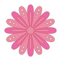 Illustration of a pink boho flower on a white backdrop, featuring graphic chamomile patterns. Botanical design for a tropical summer concept. vector