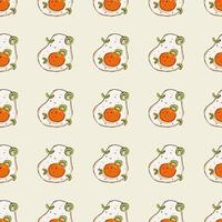 Seamless pattern with fried eggs. Scrambled eggs. Hand-drawn breakfast background. Fried eggs on a pastel yellow background, food in a flat style, abstract design pattern. Paper design. vector