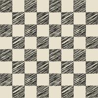 Chessboard background. Geometric black-white square texture in doodle style. Gingham wallpaper for print templates or textiles. Simple scribble pattern. vector