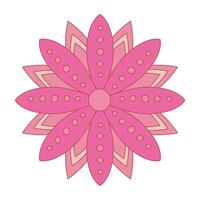 Decorative pink boho flower on white background, a botanical design with intricate patterns. Ideal for summer-themed graphics. vector