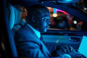 Man sitting in car photo