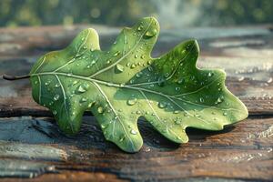 A leaf with water droplets on it photo