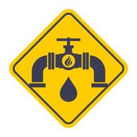 Pipe with valve icon on yellow background. vector