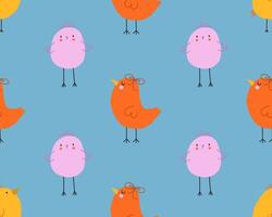 Childish birds seamless pattern. Colorful spring birds seamless pattern. Cute spring illustration vector