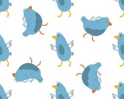Childish birds seamless pattern. Colorful spring birds seamless pattern. Cute goose vector