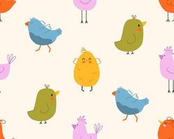 Childish birds seamless pattern. Colorful spring birds seamless pattern. Cute childish illustration vector