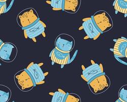 Seamles pattern with Galaxy cats vector