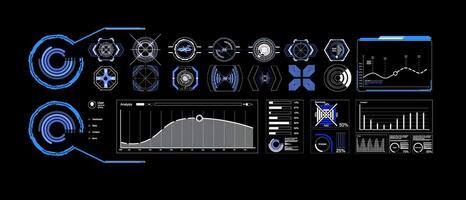 Detailed dashboard displaying analytical data with various graphs and icons for data visualization. vector