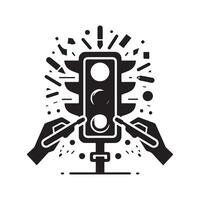 Abstract Traffic Light Vectors Silhouette Graphics