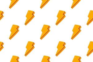 Pattern of yellow lightning bolts, symbolizing power and energy. Perfect for dynamic designs, wallpapers, clothing, and trendy digital projects. vector