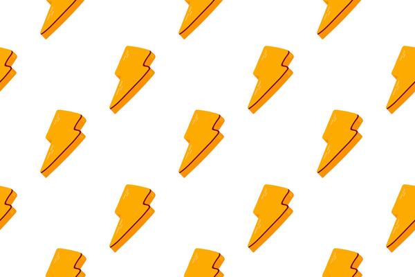 Pattern of yellow lightning bolts, symbolizing power and energy. Perfect for dynamic designs, wallpapers, clothing, and trendy digital projects.
