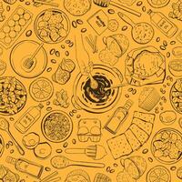 Hand Drawn Bakery Seamless Pattern in Line Style vector