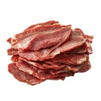 Stack of Sliced Dried Meat with Rich Red Color png