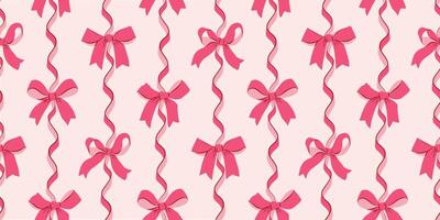 Red Bows Seamless Pattern with Ribbon in Vertical Shape vector