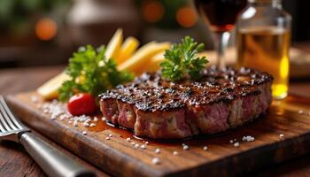 Authentic Bistecca alla Fiorentina with Grilled Vegetables and Olive Oil, Italian Cuisine photo