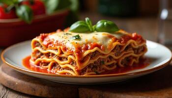 Italian Lasagna with Bechamel Sauce and Parmesan Cheese photo