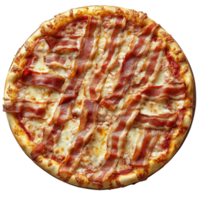Delicious Bacon Pizza Ad Image on transparent background. png