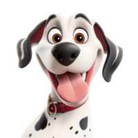 Cheerful Dalmatian puppy with a joyful expression and wagging tongue radiates happiness png