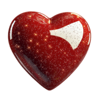Shiny red heart with a glossy and reflective surface glows with deep passionate color png