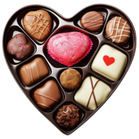 A heartshaped box filled with assorted chocolates and truffles looks and tempting png