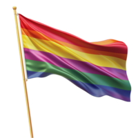 A vibrant rainbow flag waves gracefully in the wind with and vivid colors png