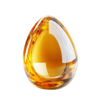A golden egg with a and reflective surface glows with a warm amber hue png