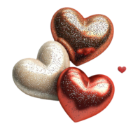 Shimmering heartshaped balloons in red silver and gold png