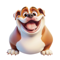 Happy bulldog with a wide smile and playful expression png