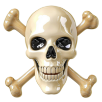 Skull with crossed bones gleams with a and intimidating presence png