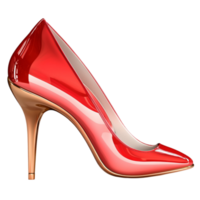 Glossy red highheeled shoe with a sharp design exudes elegance and style png