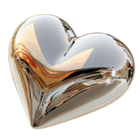Shiny metallic silver heart with a reflective surface glows with a sleek elegance png