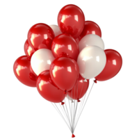 Red and white helium balloons float together creating a festive atmosphere png