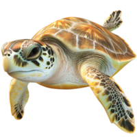 Sea turtle with a beautifully patterned shell swims gracefully in the ocean png