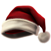 red Santa hat with fluffy white trim represents cheer and warmth png